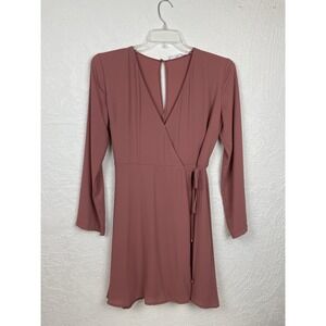 Lush Elly Wrap Dress Womens Size M Summer Light Mauve Chic Classy Stretchy